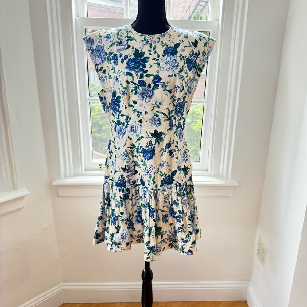 ZIMMERMAN SLEEVELESS MONCUR FLOUNCE MINI DRESS